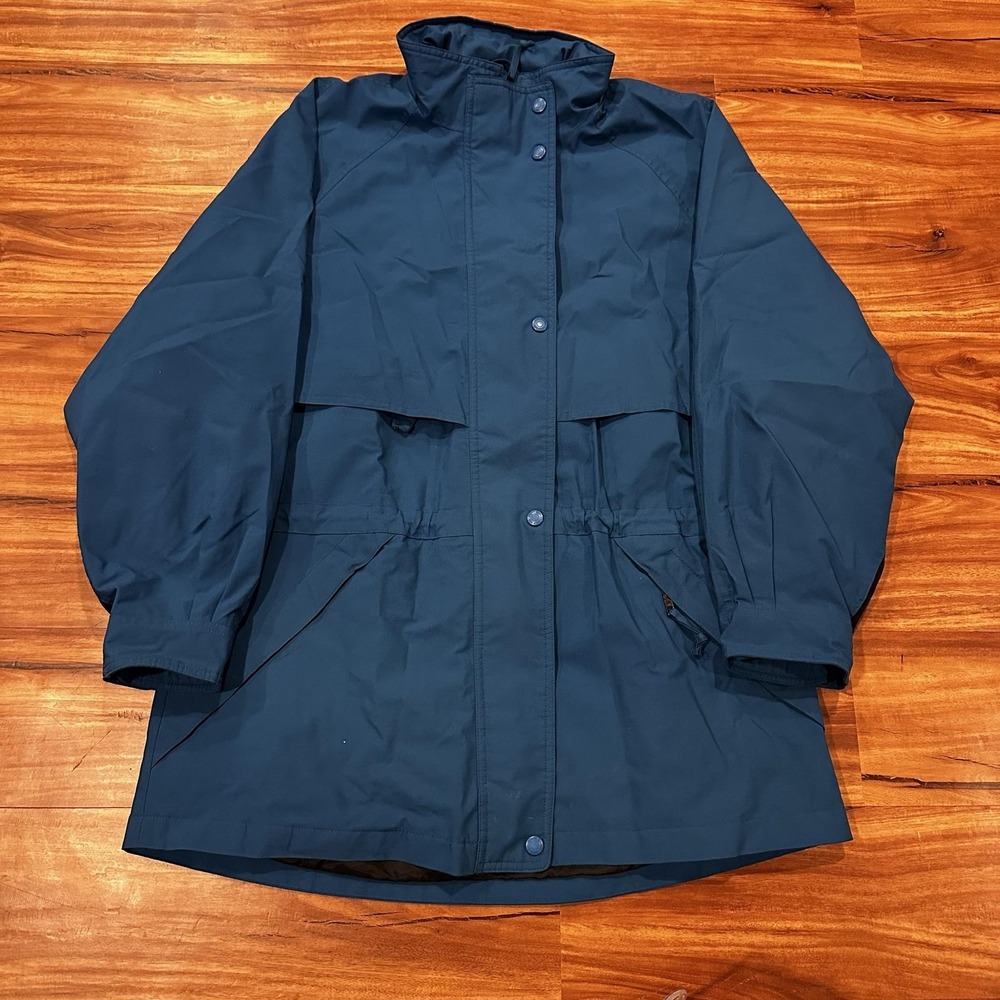 Eddie Bauer Jacket Womens Large Blue Gore Tex Waterproof Rain Coat Shell Outdoor